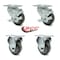 Service Caster 3 Inch Gray Polyurethane Wheel Swivel Top Plate Caster Set with 2 Brake 2 Rigid SCC-20S314-PPUB-TLB-TP2-2-R-2 - alternate 6